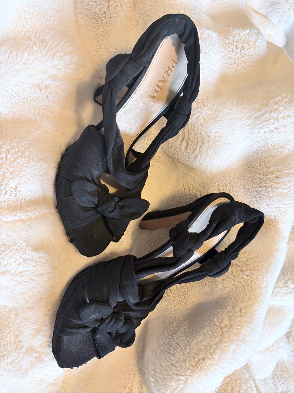 Prada Black Knotted High Heel Sandals - Women